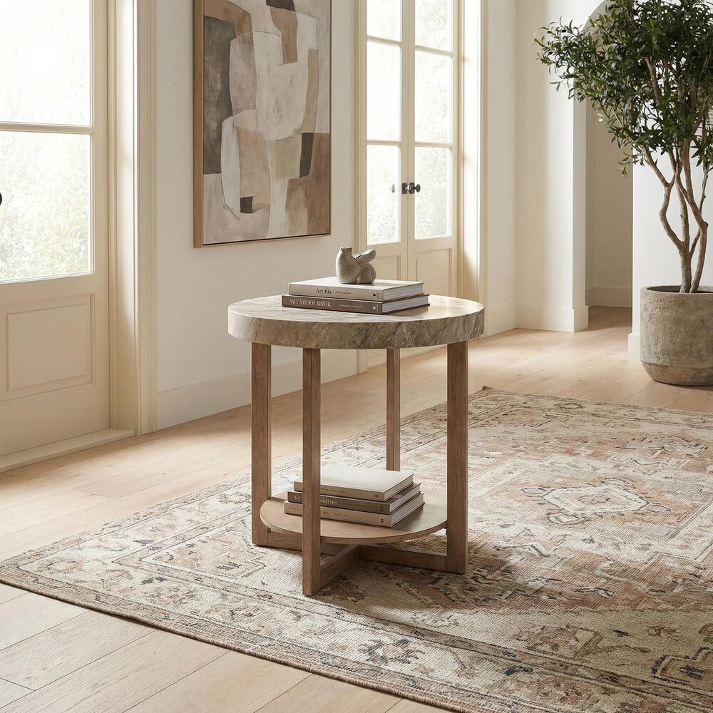 Belle Furnishings Danby End Table in Nutmeg and Alabaster, , large