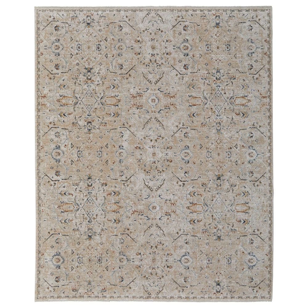 Feizy Pasha 39M6F 5" x 7"6" Beige and Blue Area Rug, , large