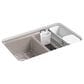 Kohler Riverby 33" Undermount Double Bowl Workstation Kitchen Sink in Truffle, , large