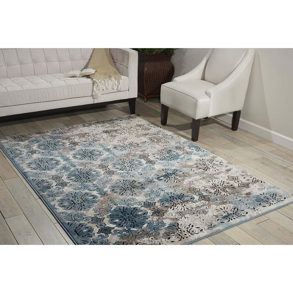 Nourison Karma KRM05 9&#39;3&quot; x 12&#39;9&quot; Blue and Ivory Area Rug, , large