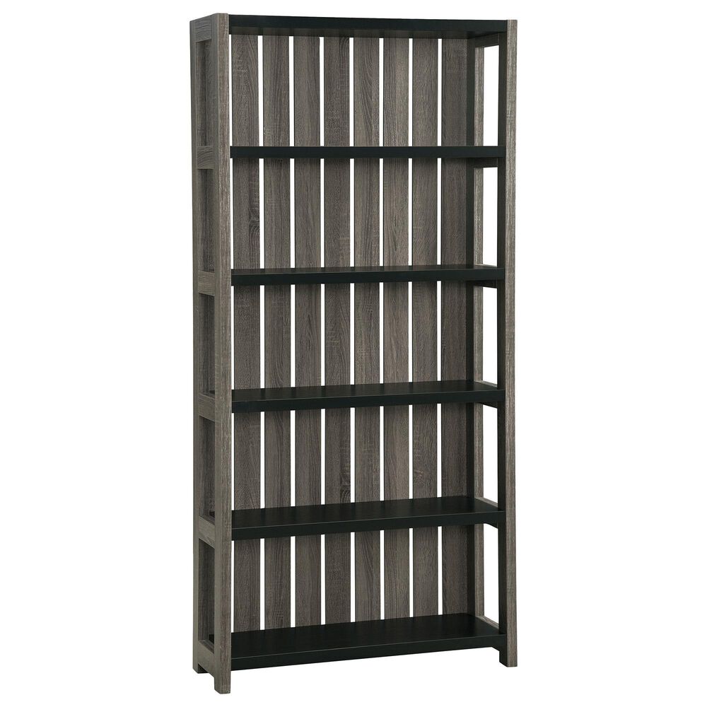 Furniture of America Moyer 5 Shelves Bookcase in Black and Gray, , large