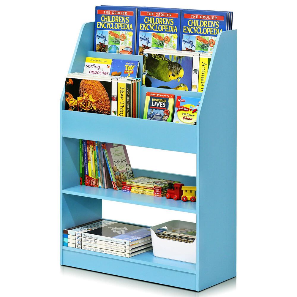 HOMLUX 5-Tier Magazine Bookshelf in Light Blue, , large