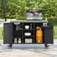 HOMLUX 55.5" Outdoor Kitchen Island with Sink in Black and Stainless Steel, , large