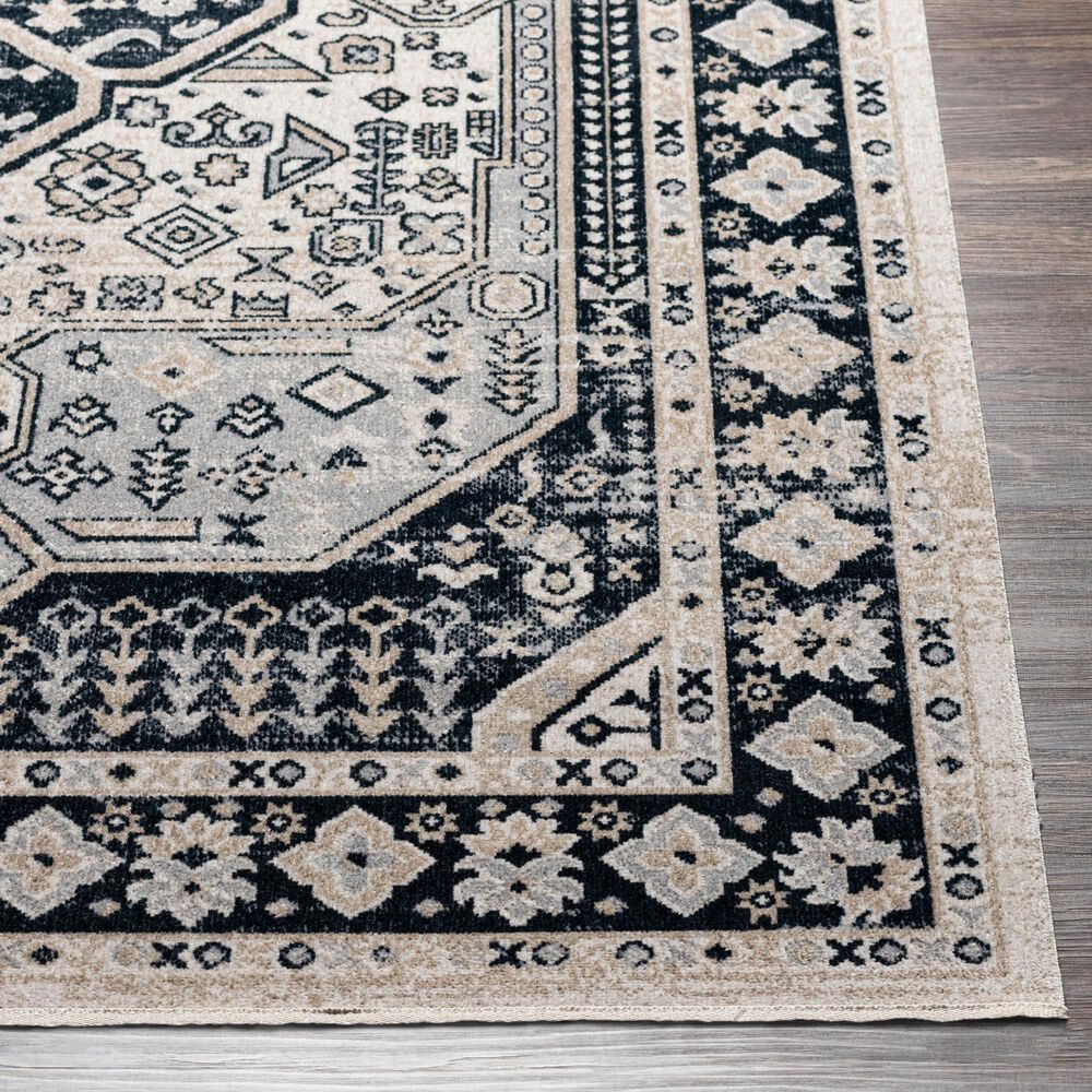 Surya Lavadora 5&#39;3&quot; x 7&#39; Black, Ink Blue, Light Gray, Light Beige and Cream Area Rug, , large
