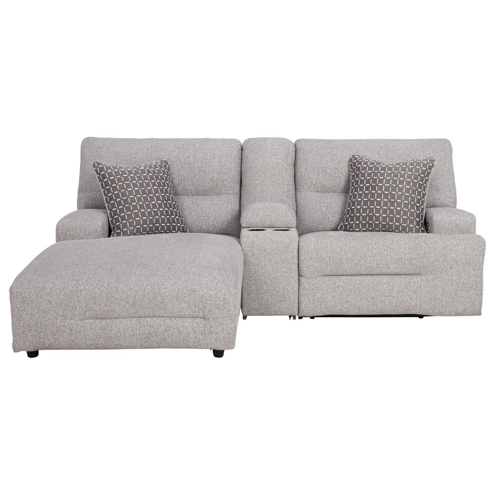 Ashley Acklen Place 3-Piece Power Left Facing Reclining Sectional with Console in Pewter, , large