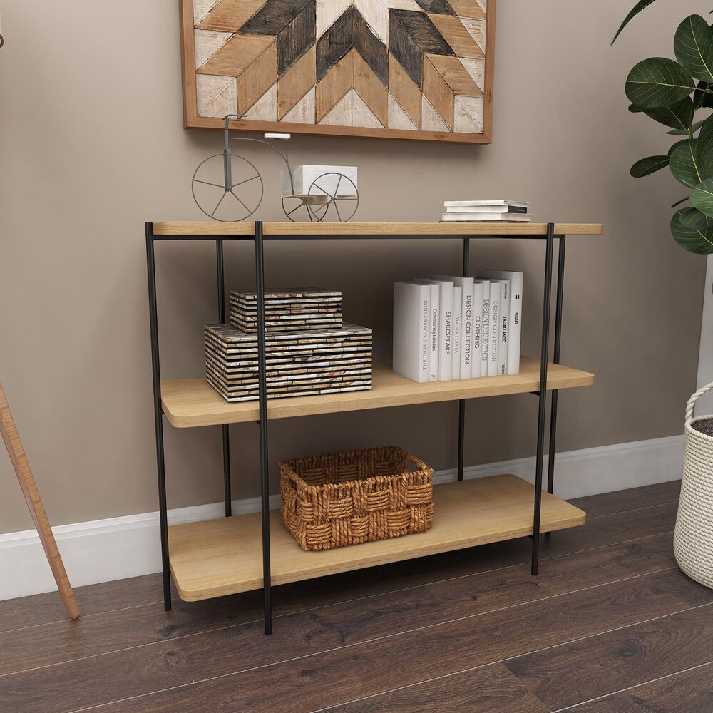 Uma Enterprises Console Table in Beige and Black, , large