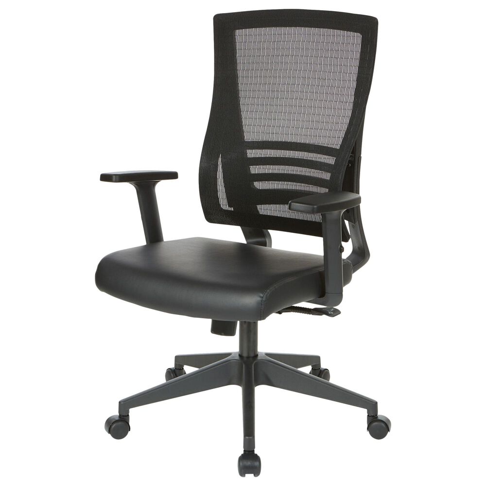 OSP Home Office Chair with Faux Leather Seat in Black, , large