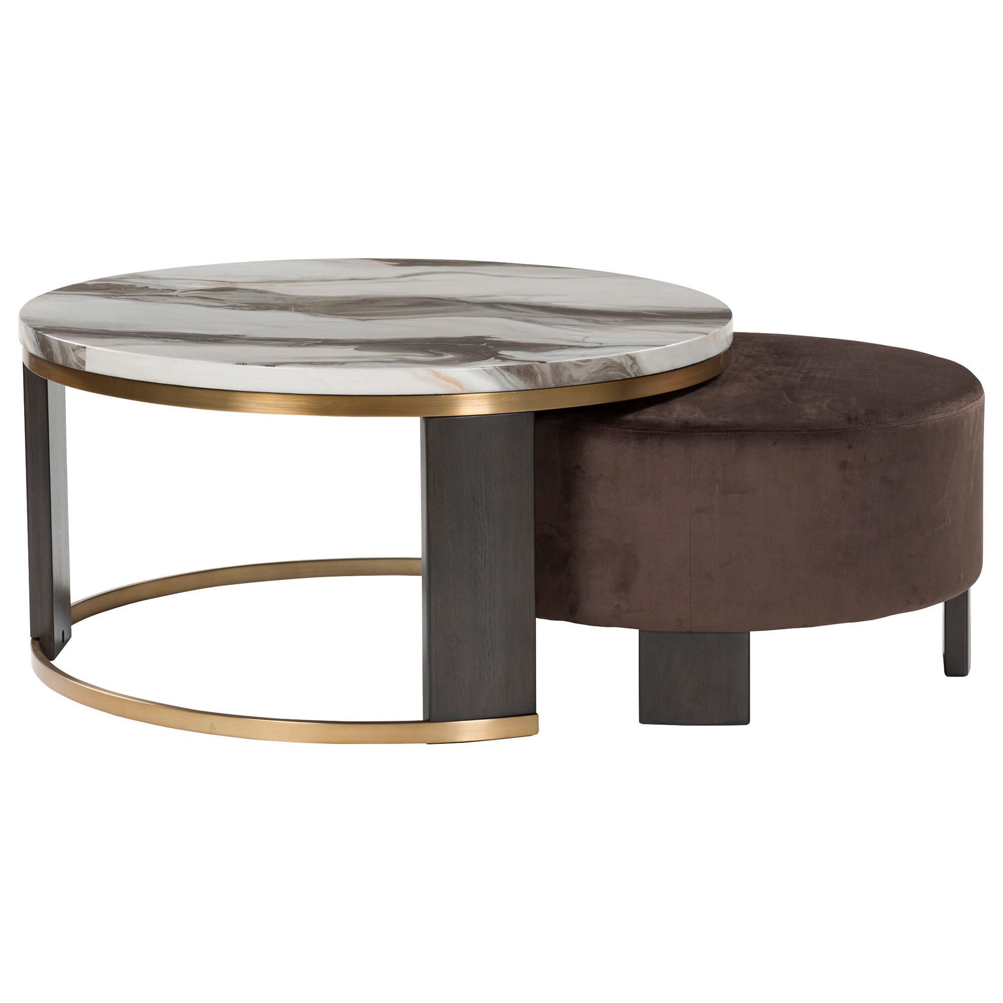 Ashley Jazmore 2-Piece Nesting Cocktail Table Set in Brown and Brass