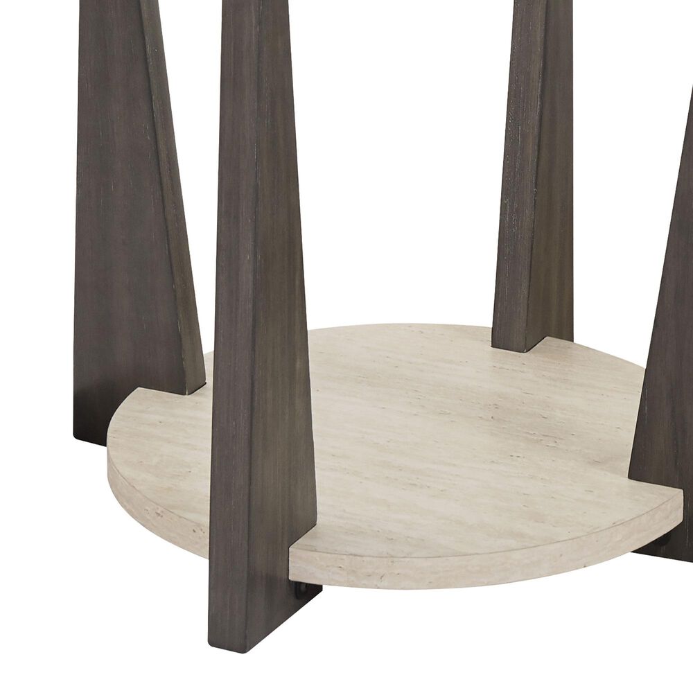 Ashley Frazwa Round End Table in Grayish Brown, Gold and Clear, , large
