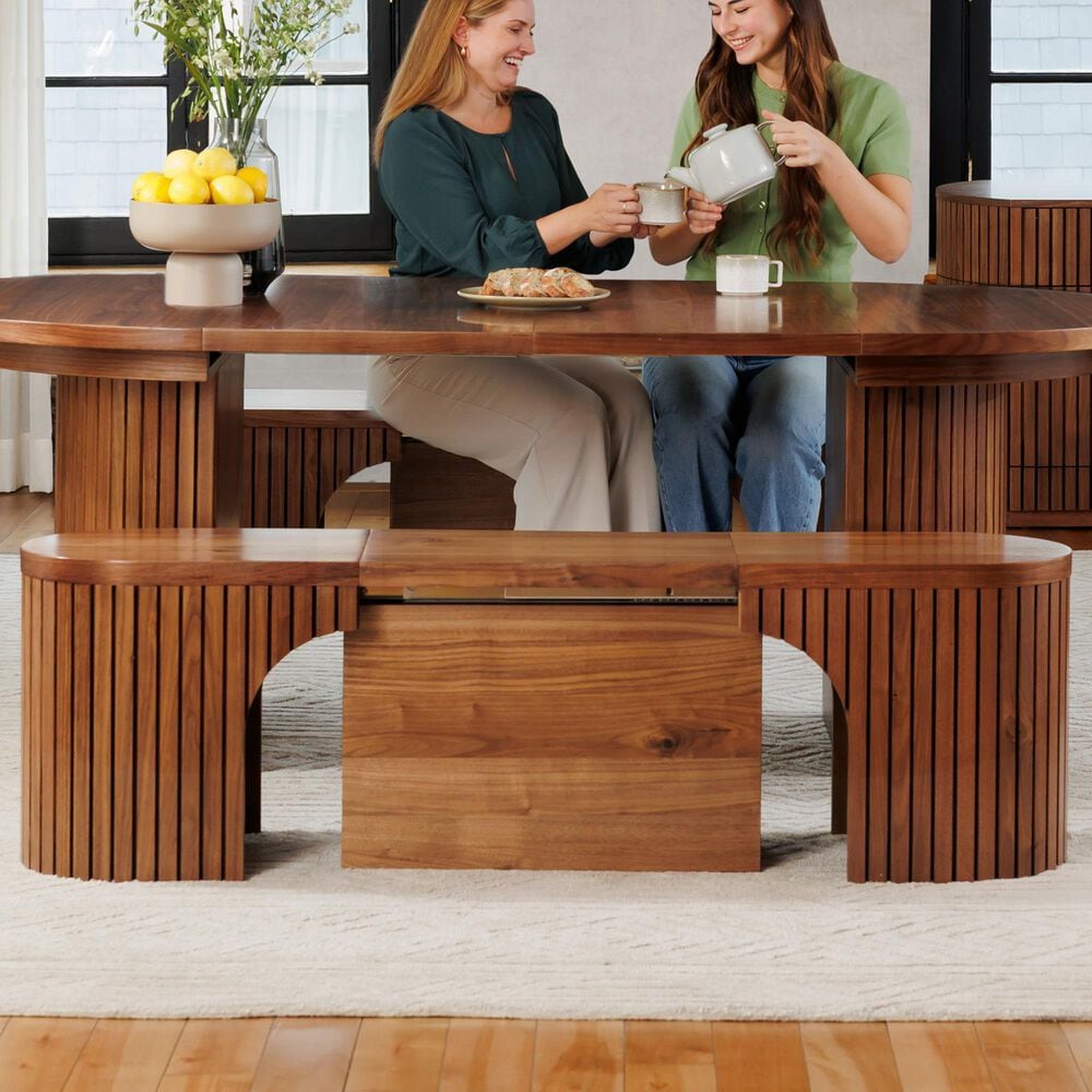 Transformer Table Round Dining Bench in Royal Walnut, , large