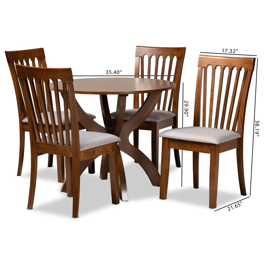 Baxton Studio Bailey 5-Piece Dining Set in Grey/Walnut Brown, , large