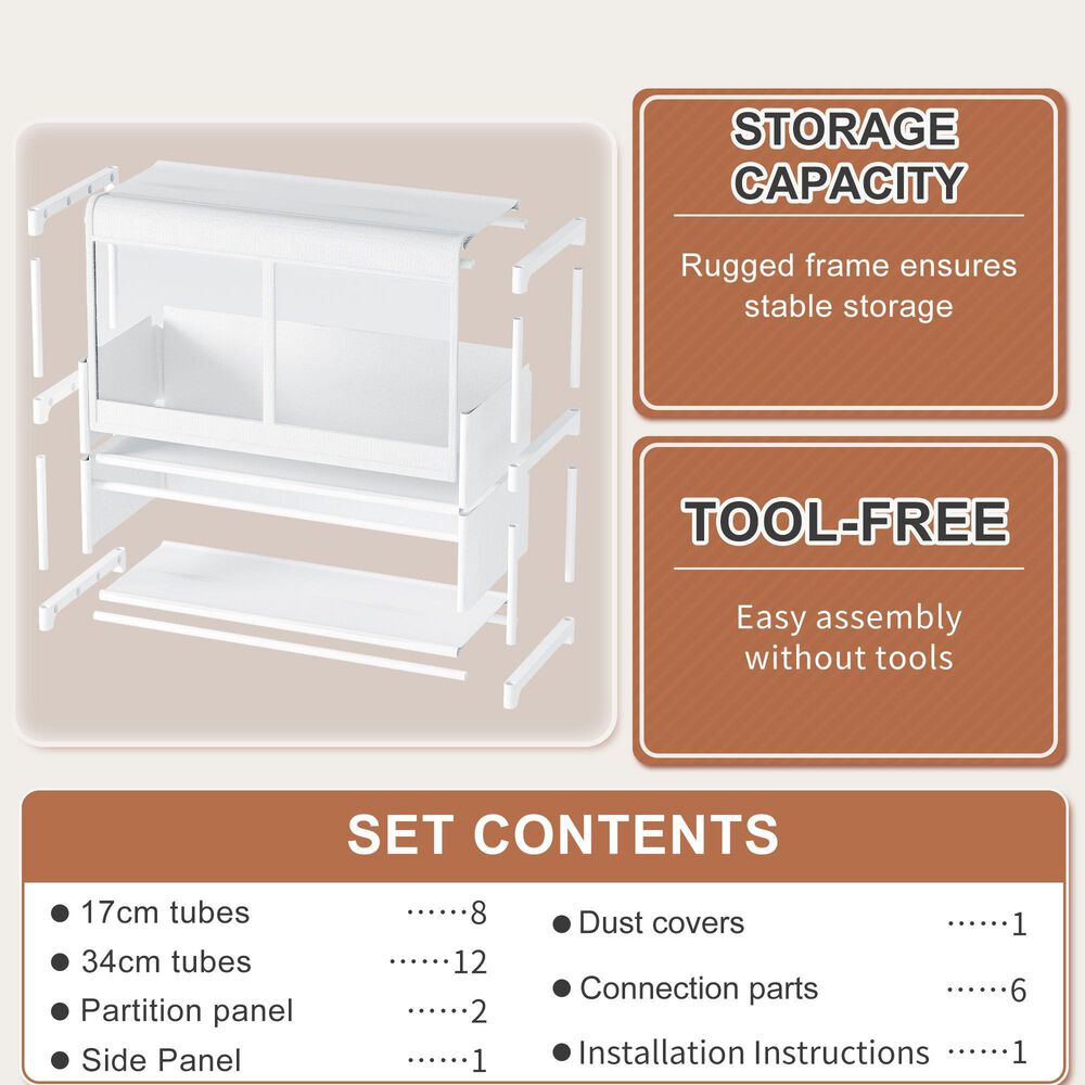 HOMLUX 3-Tier Storage Cabinet with Adjustable Shelves in White, , large
