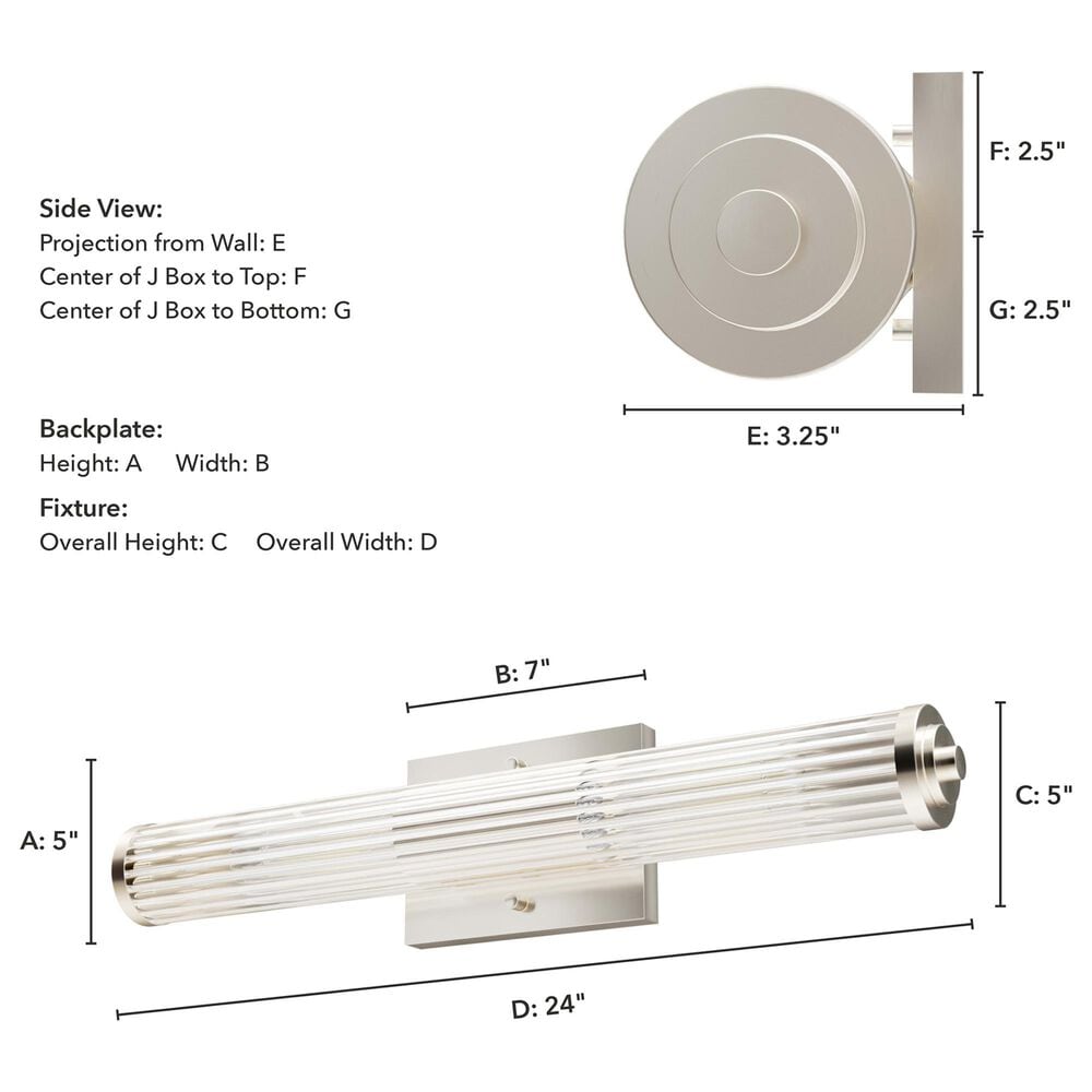 Hunter Holly Grove 24&quot; 2-Light Vanity with Clear Shade in Brushed Nickel, , large