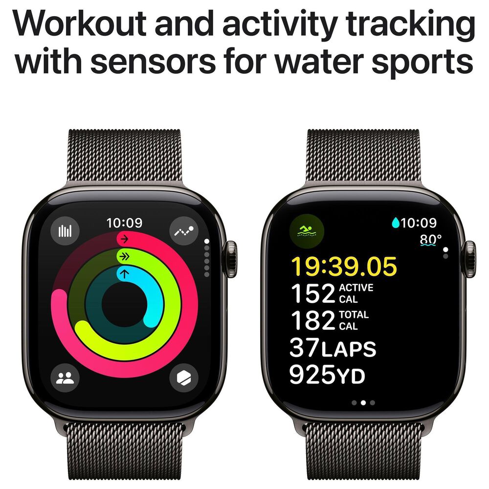 Apple Watch Series 10 GPS + Cellular 42mm Slate Titanium Case with Slate Milanese Loop, , large
