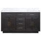 Lexora Home Abbey 60" Double Bathroom Vanity in Black Oak with 2 cm White Carrara Marble Top and Rectangular Sinks, , large