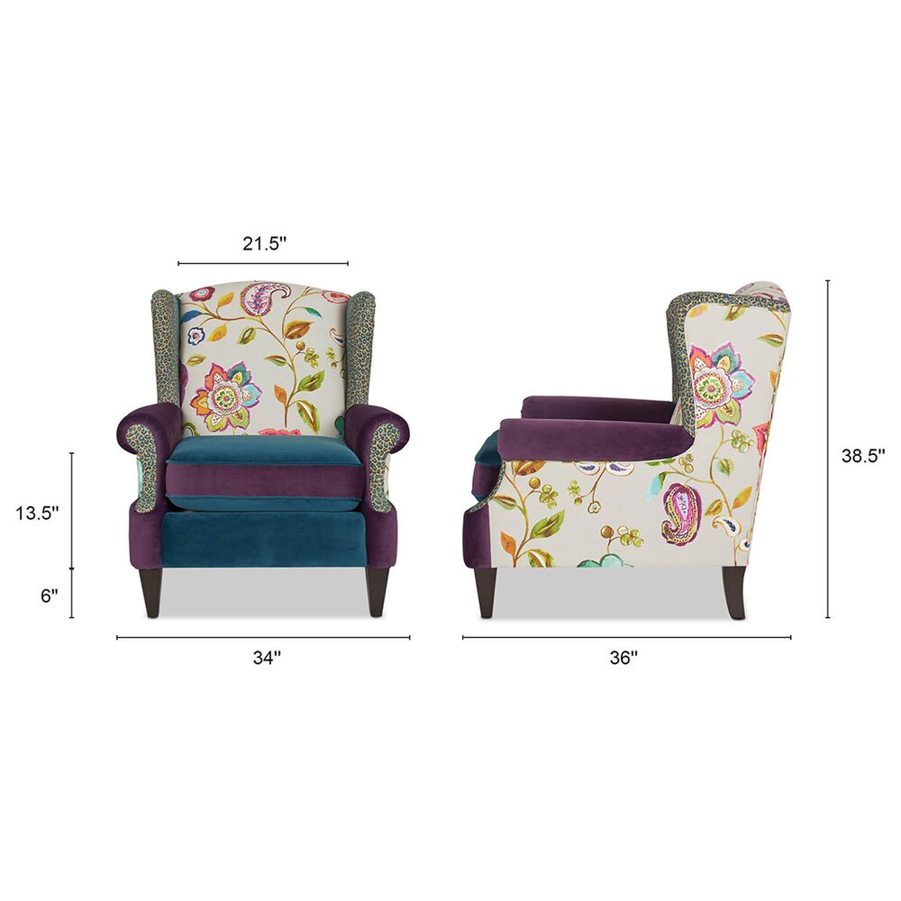 Jennifer Taylor Home Anya Arm Chair in Navy Blue, Purple, Red, Taupe and Green, , large