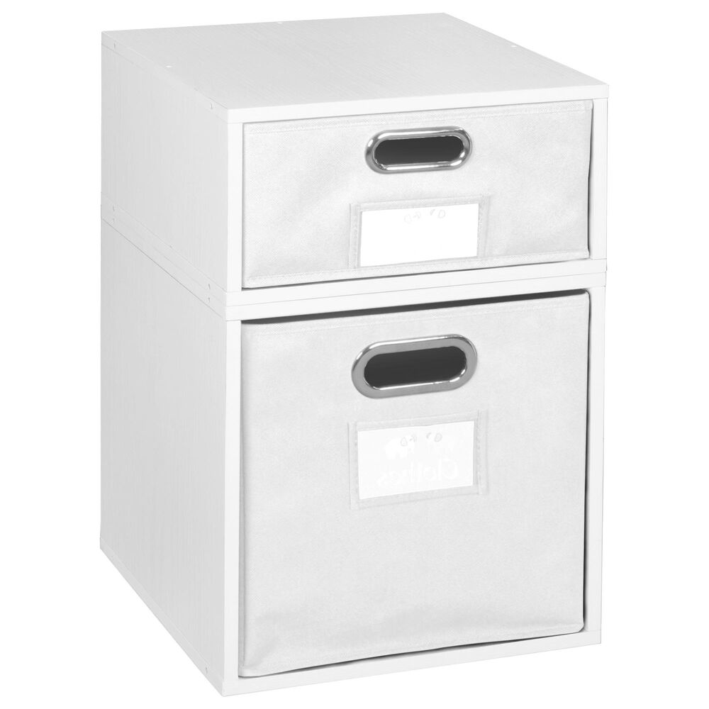 Regency Global Sourcing Niche Cubo 2-Piece Storage Set with Half Drawers in White Wood Grain/White, , large