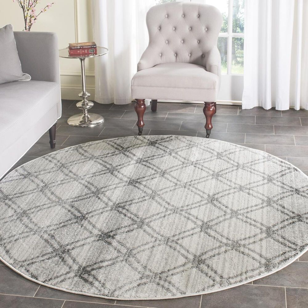 Safavieh Adirondack ADR105P-6R 6" x 6"  Silver/Charcoal Round Rug, , large