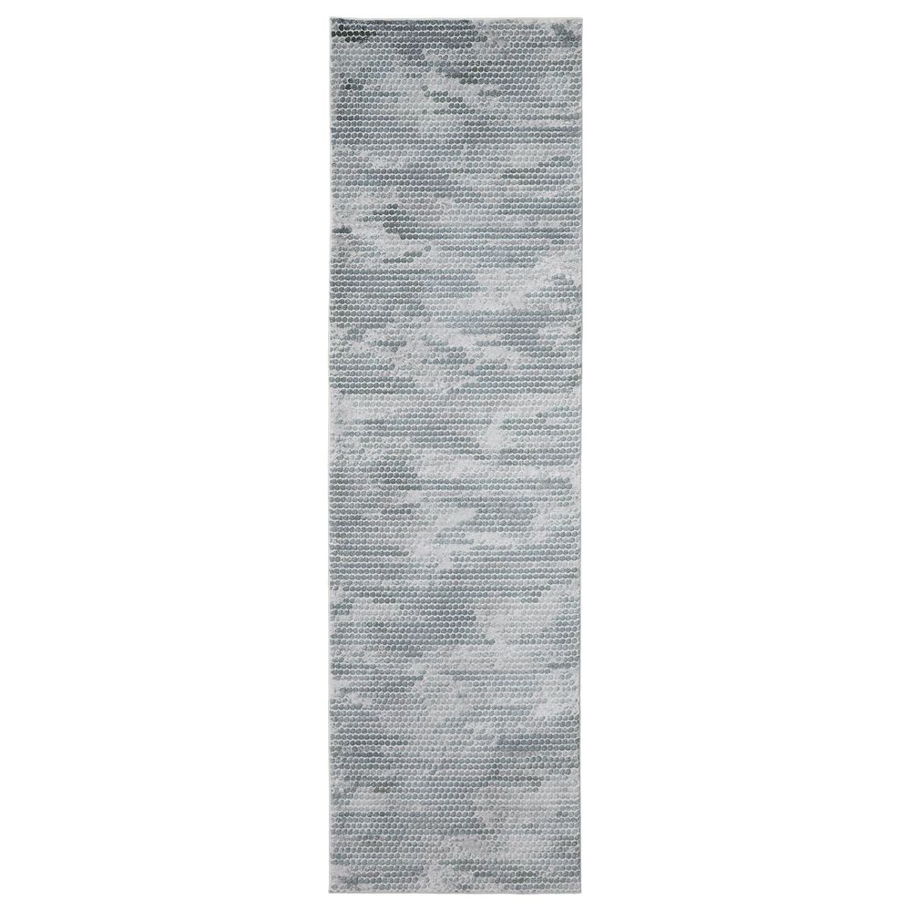 Feizy Rugs Atwell 3171F 3' x 10' Blue and Silver Runner, , large