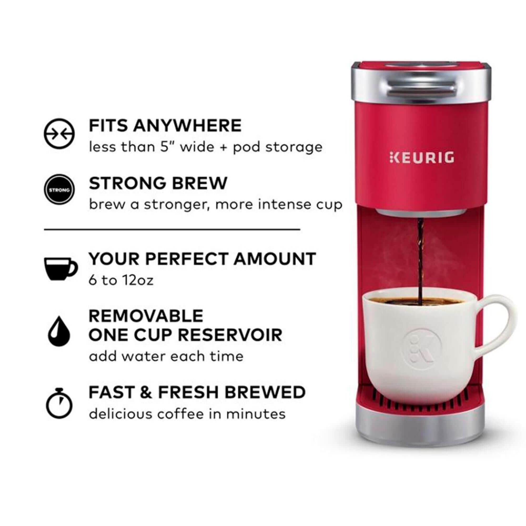 Keurig K Mini Plus Single Serve Coffee Maker in Cardinals Red NFM