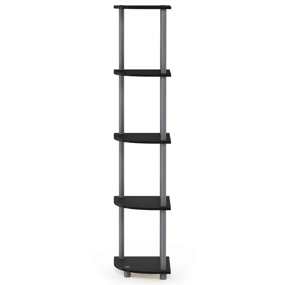 HOMLUX 5-Tier Modern Tall Corner Open Bookshelf in Black and Grey, , large