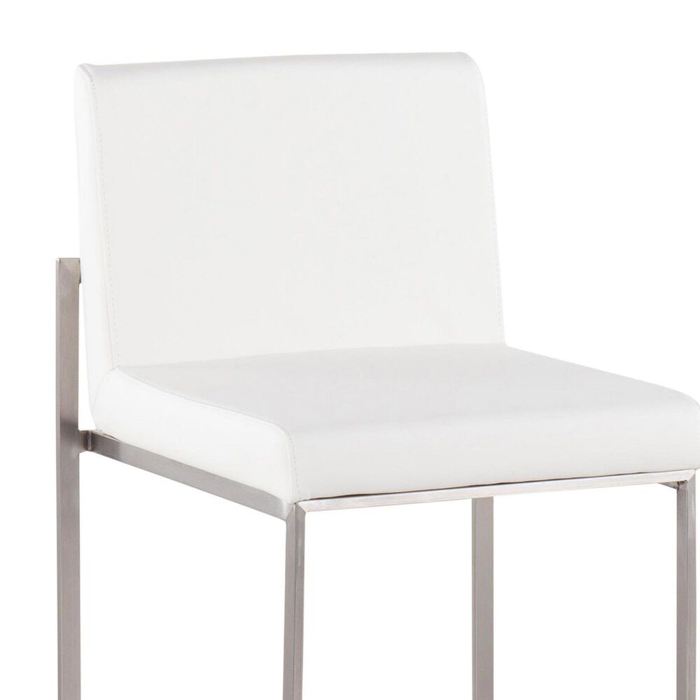LumiSource Fuji 26" Counter Stool with White Upholstery in Stainless Steel (Set of 2), , large