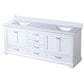 Lexora Home Dukes 80" Double Bathroom Vanity in White with 2 cm White Cultured Marble Top and Rectangular Sinks, , large