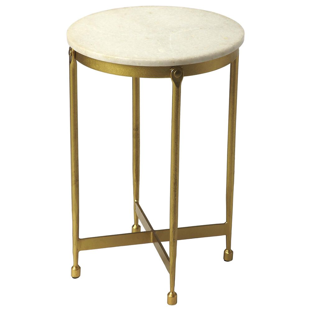 Butler Claypool End Table in White Marble and Antique Brass, , large