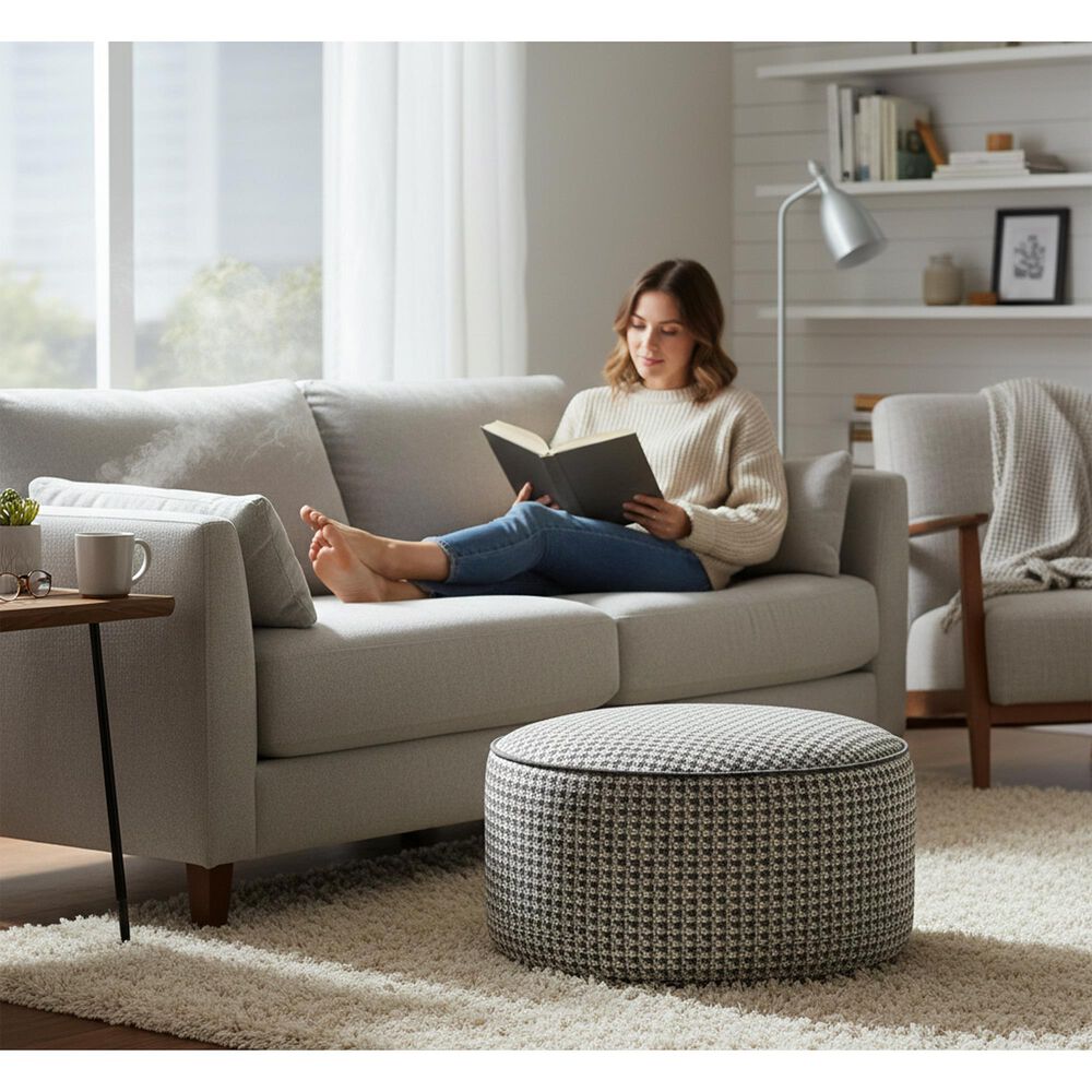 Howard Elliott Furley Short Pouf in Grey, , large