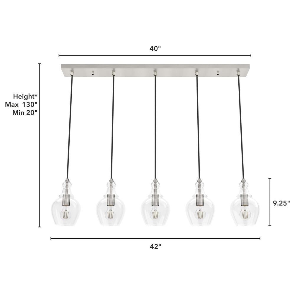 Hunter Maple Park 5-Light Linear Cluster in Brushed Nickel, , large