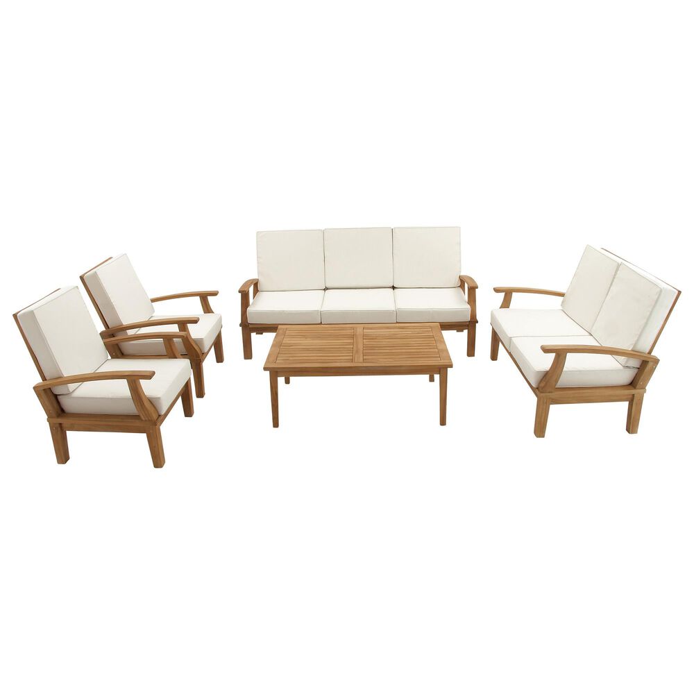 Maple and Jade Traditional Teak Wood Outdoor Seating Set Brown - Set of 5, , large