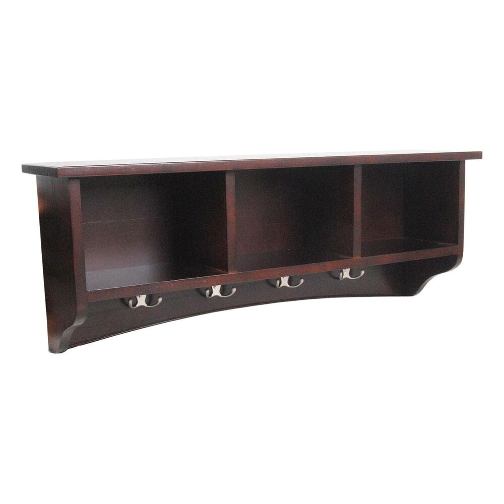 Alaterre Shaker Cottage Coat Hooks w/Storage, Espresso, , large