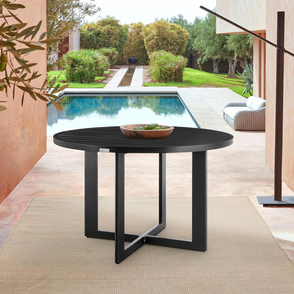 Blue River Cayman Outdoor Round Dining Table in Black - Table Only, , large