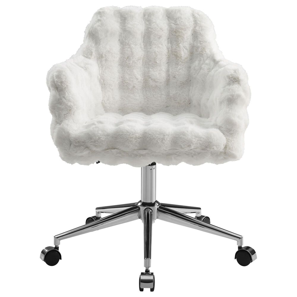 Linon Home Decor Fiona Office Chair with White Cloud Bubble Cushion in Silver, , large