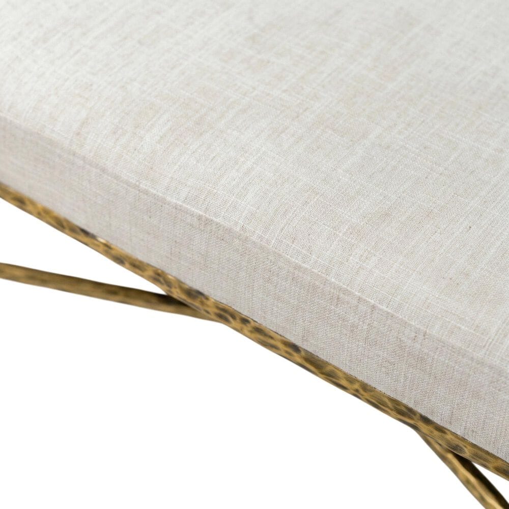 Furniture of America Lalia Hammered Metal Upholstered Bench in Matte Gold, , large