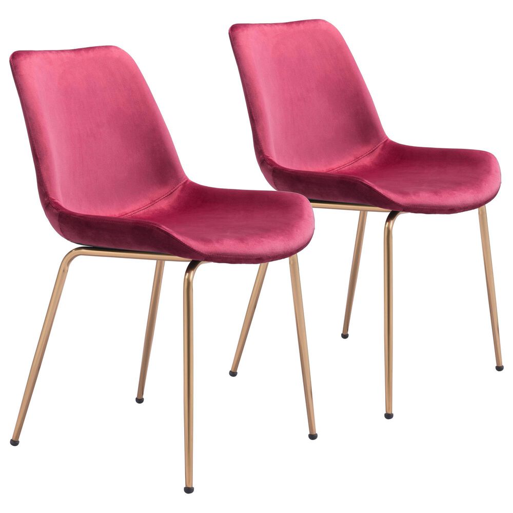 Zuo Modern Tony Dining Chair in Red/Gold (Set of 2), , large