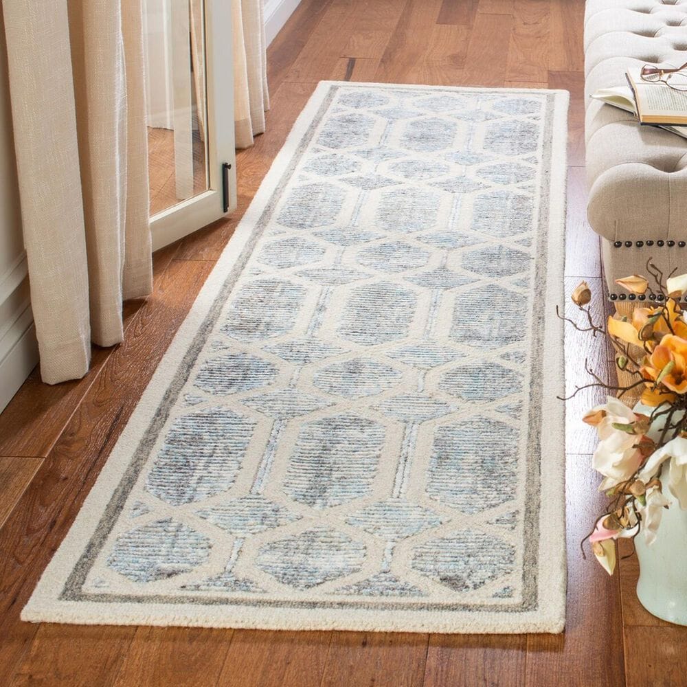 Safavieh Artistry ARR665M 2&#39;3&quot; x 9&#39; Ivory and Blue Runner, , large