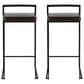 Lumisource Fuji Stackable Barstool with Brown Faux Leather Cushion in Black (Set of 2), , large