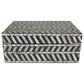 Maple and Jade 2-Piece Handmade Chevron Pattern Decorative Box Set in Polished Gray and Black, , large