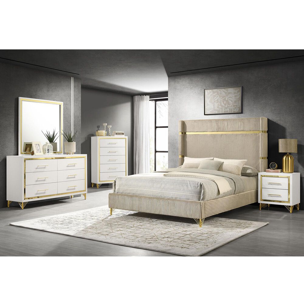 Pacific Landing Lucia 5-Drawer Chest in White and Gold, , large