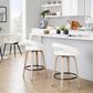 LumiSource Grotto Swivel Counter Stool with White Faux Leather Upholstery in Whitewashed Wood and Black (Set of 2), , large