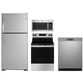 G.E. 4-Piece Kitchen Package with 21.9 Cu. Ft. Top-Freezer Refrigerator and 30" Freestanding Electric Range in Stainless Steel, , large