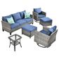 HOMLUX 6-Piece Patio Conversation Set in Denim Blue, , large