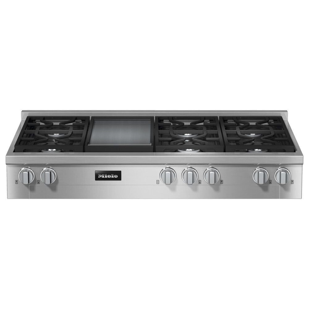 Miele 48" Natural Gas Rangetop with Broil-Griddle Cover in Stainless Steel and Black, , large