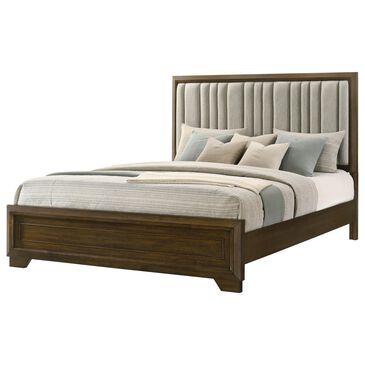 Crown Mark Lakecrest King Wood and Upholstered Panel Bed in Brown, , large