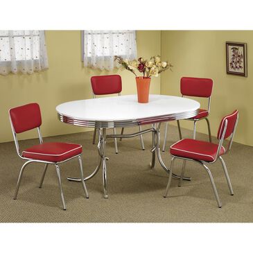 Pacific Landing Cleveland Oval Dining Table in White and Chrome - Table Only, , large