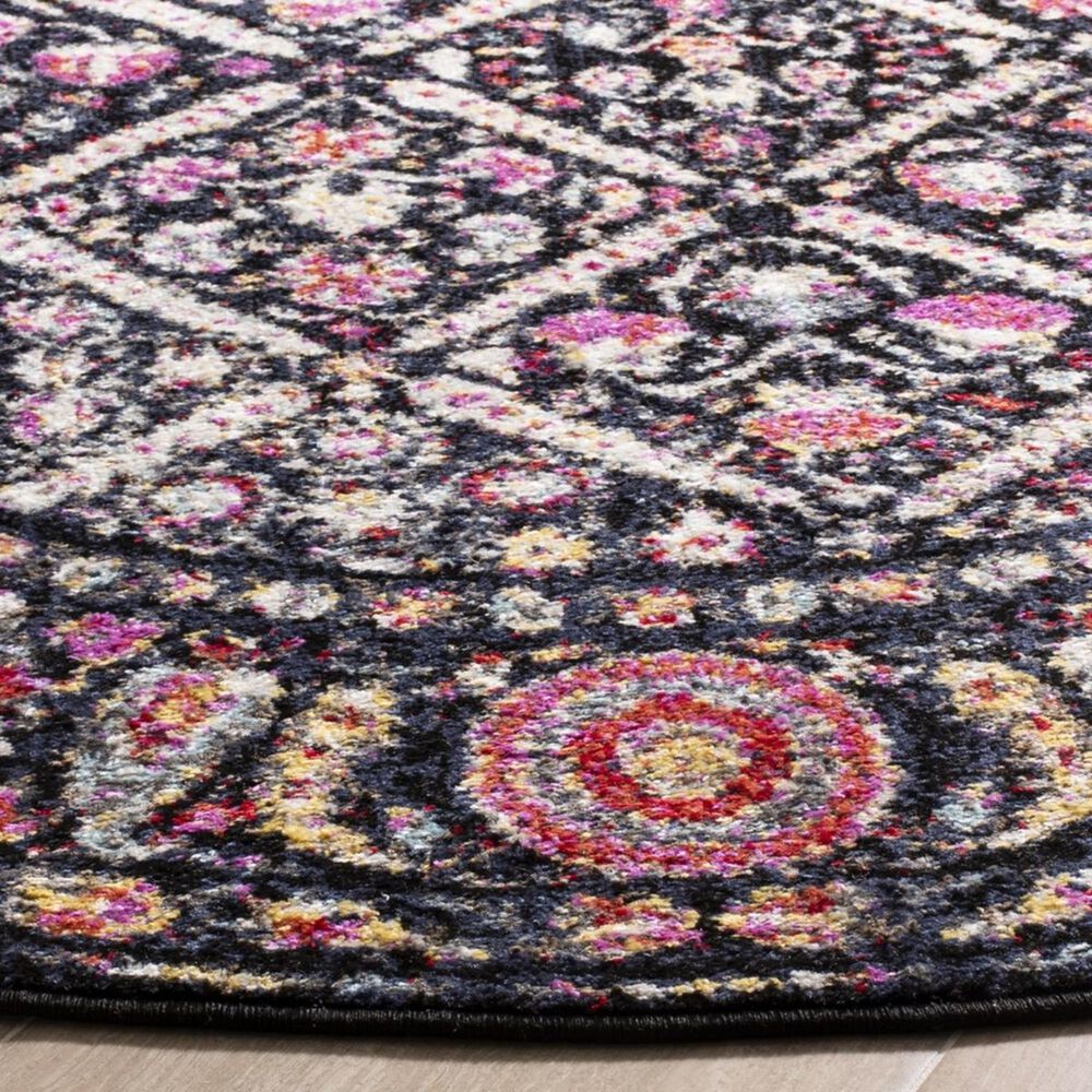 Safavieh Adirondack ADR203Z 6&#39; Round Black and Fuchsia Area Rug, , large