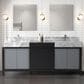 Lexora Home Zilara 80" Double Bathroom Vanity in Black and Grey with 11 cm Castle Grey Marble Top and Rectangular Sinks, , large
