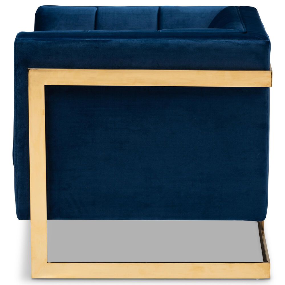 Baxton Studio Ambra Arm Chair in Navy Blue, , large