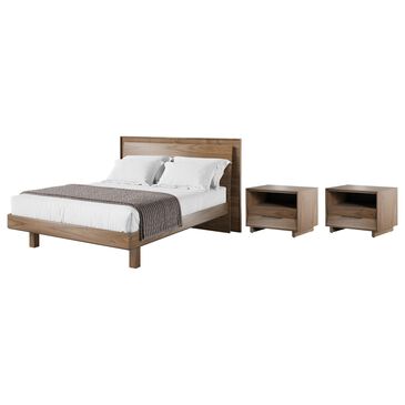 BDI Kava Queen Platform Bed and Two Nightstands in Natural Walnut, , large